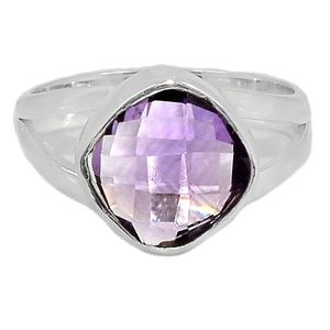 Faceted Amethyst Sterling Silver Ring